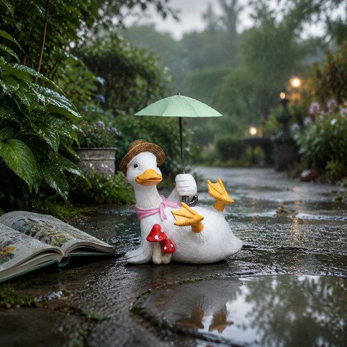 Stück ente mit regenschirm - ente,