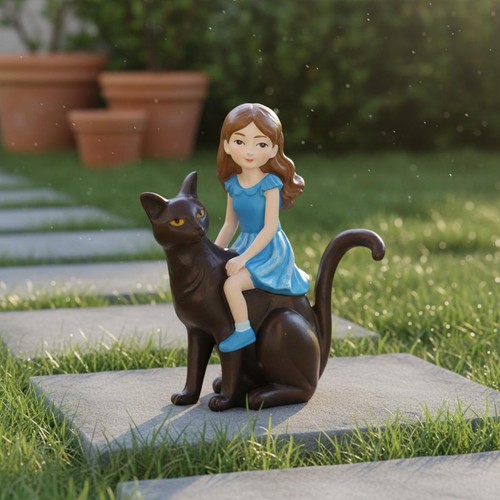 Mädchen reitet katze deko - mädchen,