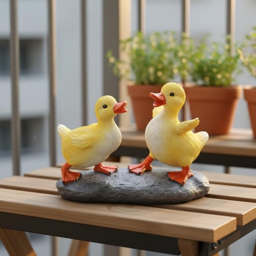 Zwei enten auf stein figur - enten,
